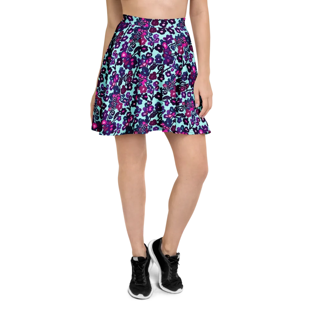 Electric Wildflowers on Skater Skirt — Front