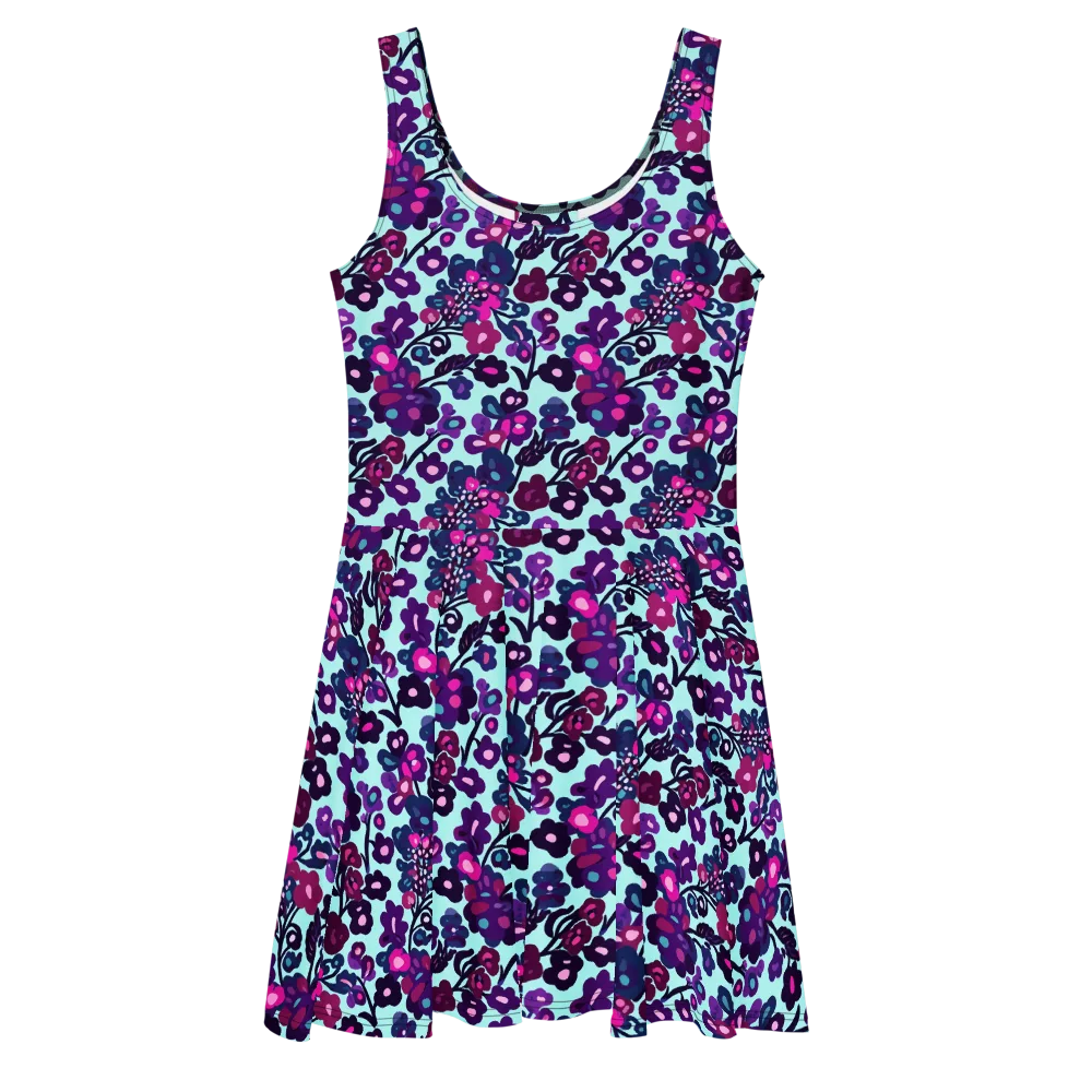 Electric Wildflowers on Skater Dress — Front