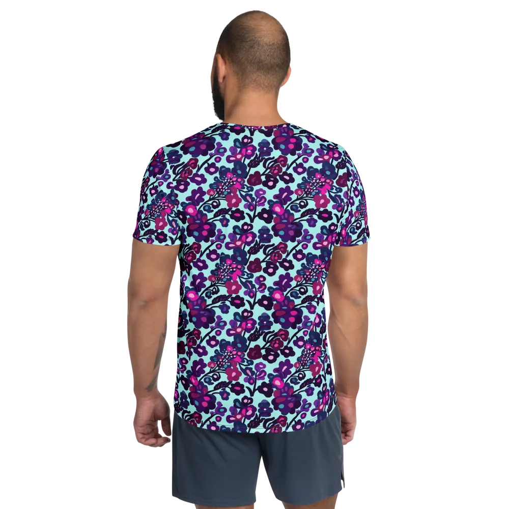 Electric Wildflowers on Men's Athletic T-Shirt — Back