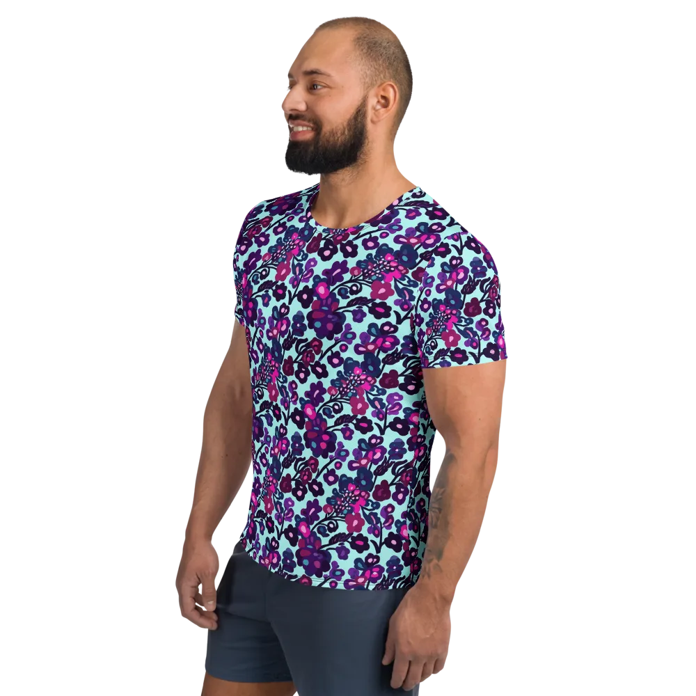 Electric Wildflowers on Men's Athletic T-Shirt — Left