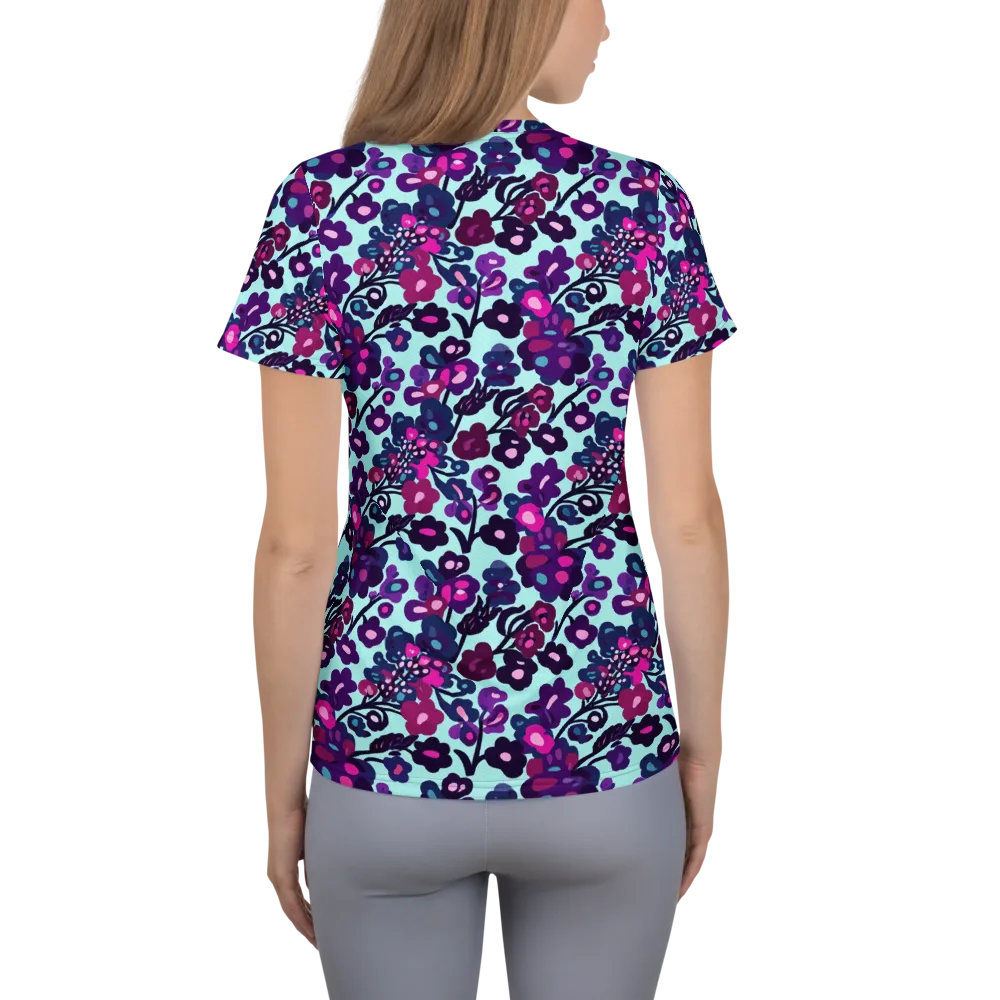 Electric Wildflowers on Women's Athletic T-Shirt — Back