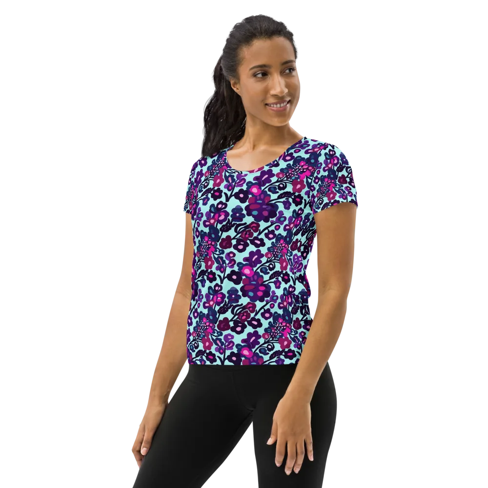 Electric Wildflowers on Women's Athletic T-Shirt — Left
