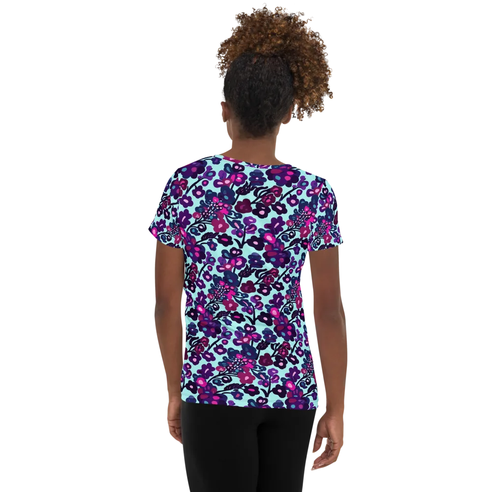 Electric Wildflowers on Women's Athletic T-Shirt — Back