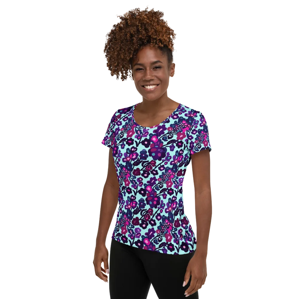 Electric Wildflowers on Women's Athletic T-Shirt — Left