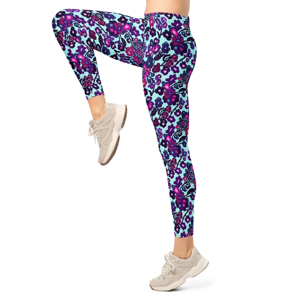 Electric Wildflowers on Leggings — Left