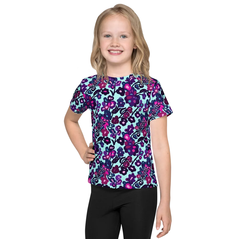 Electric Wildflowers on Kids Crew Neck T-Shirt — Front
