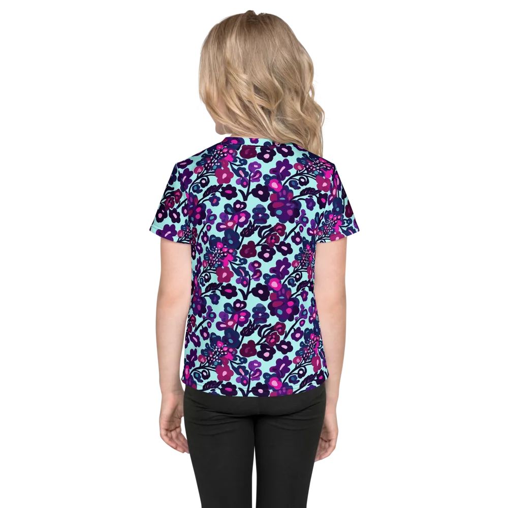 Electric Wildflowers on Kids Crew Neck T-Shirt — Back