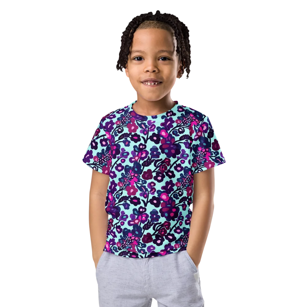Electric Wildflowers on Kids Crew Neck T-Shirt — Front