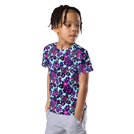 Electric Wildflowers on a Kids Crew Neck T-Shirt