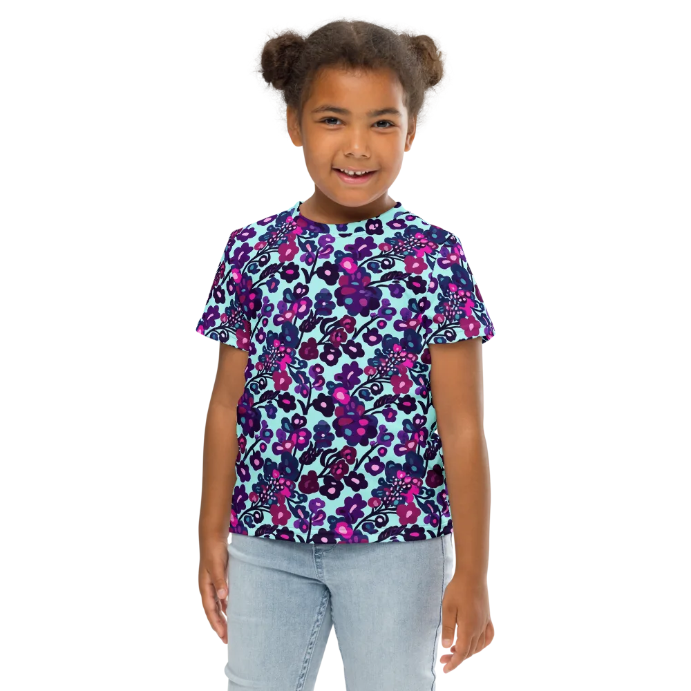 Electric Wildflowers on Kids Crew Neck T-Shirt — Front