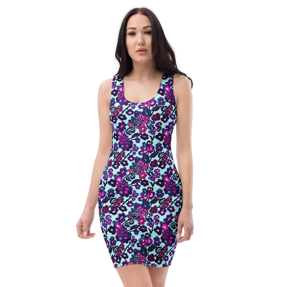 Electric Wildflowers on Bodycon Dress — Front