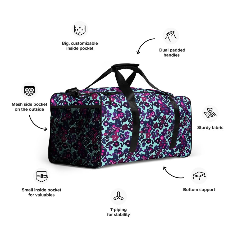 Electric Wildflowers on Duffle Bag — Right Front