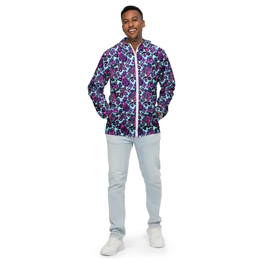 Electric Wildflowers on a Men's Windbreaker