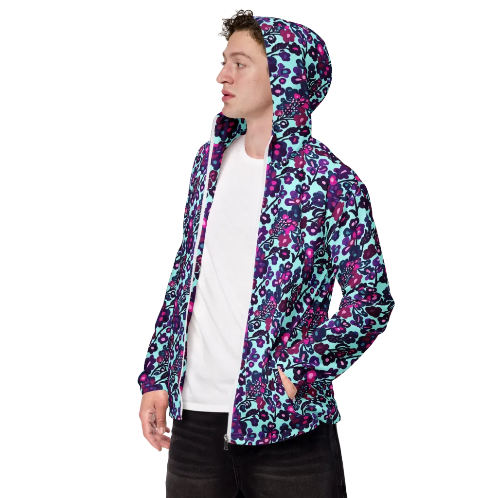 Electric Wildflowers on Men's Windbreaker — Left Front