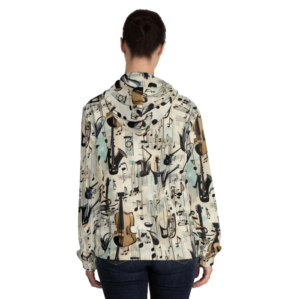 Midnight Symphony on Women's Full-Zip Hoodie — Back On Person