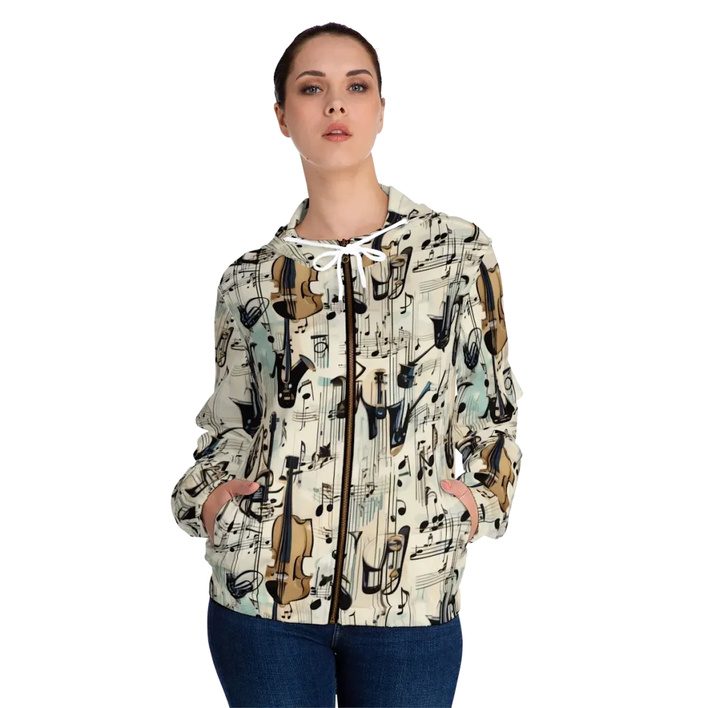 Midnight Symphony on Women's Full-Zip Hoodie — Front On Person