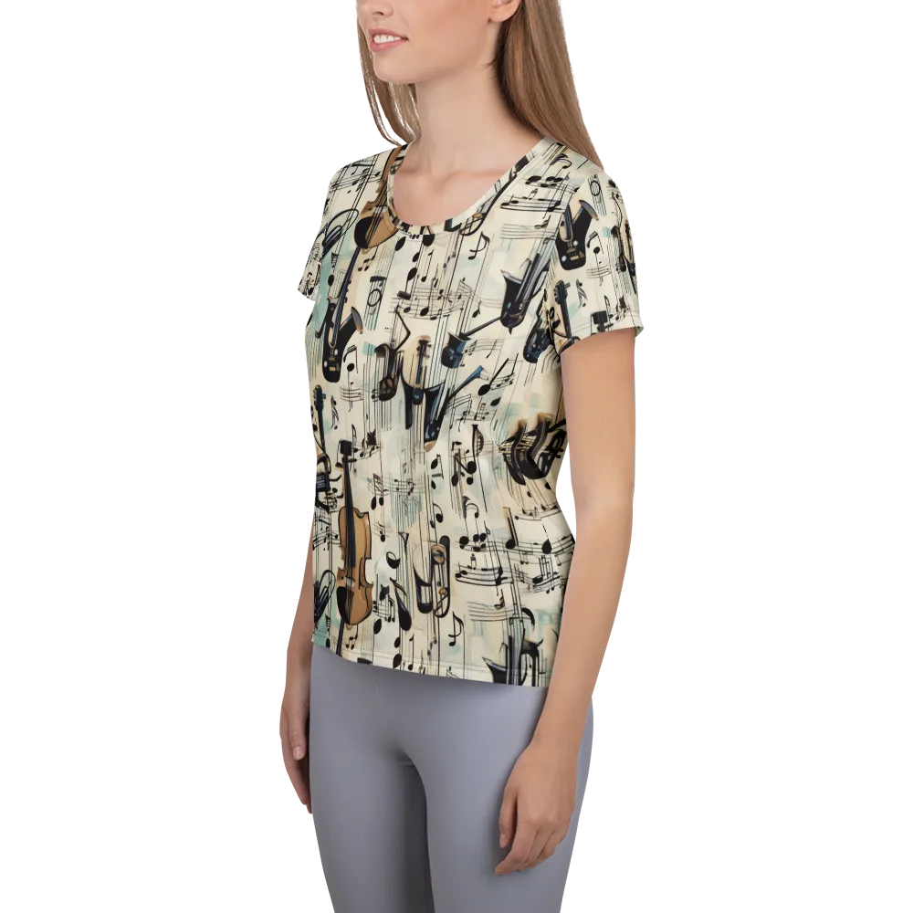Midnight Symphony on Women's Athletic T-Shirt — Left