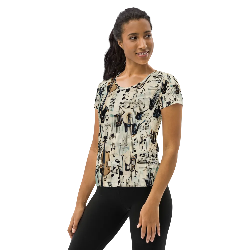 Midnight Symphony on Women's Athletic T-Shirt — Left