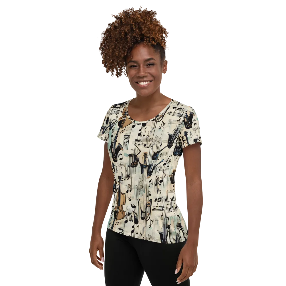 Midnight Symphony on Women's Athletic T-Shirt — Left