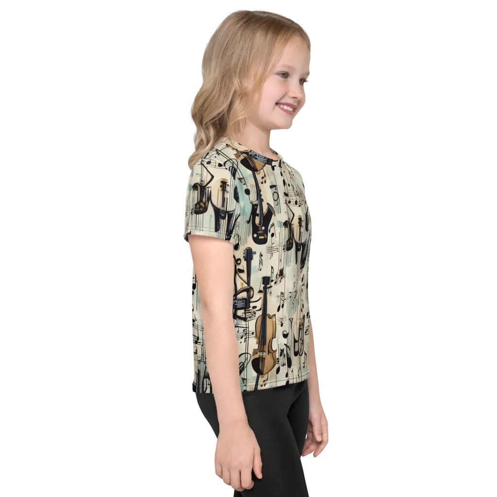 Midnight Symphony on Kids Crew Neck T-Shirt — Right