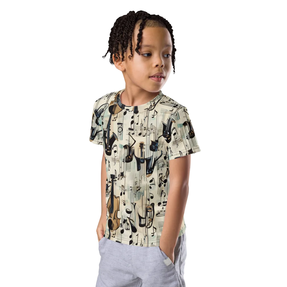Midnight Symphony on Kids Crew Neck T-Shirt — Left Front