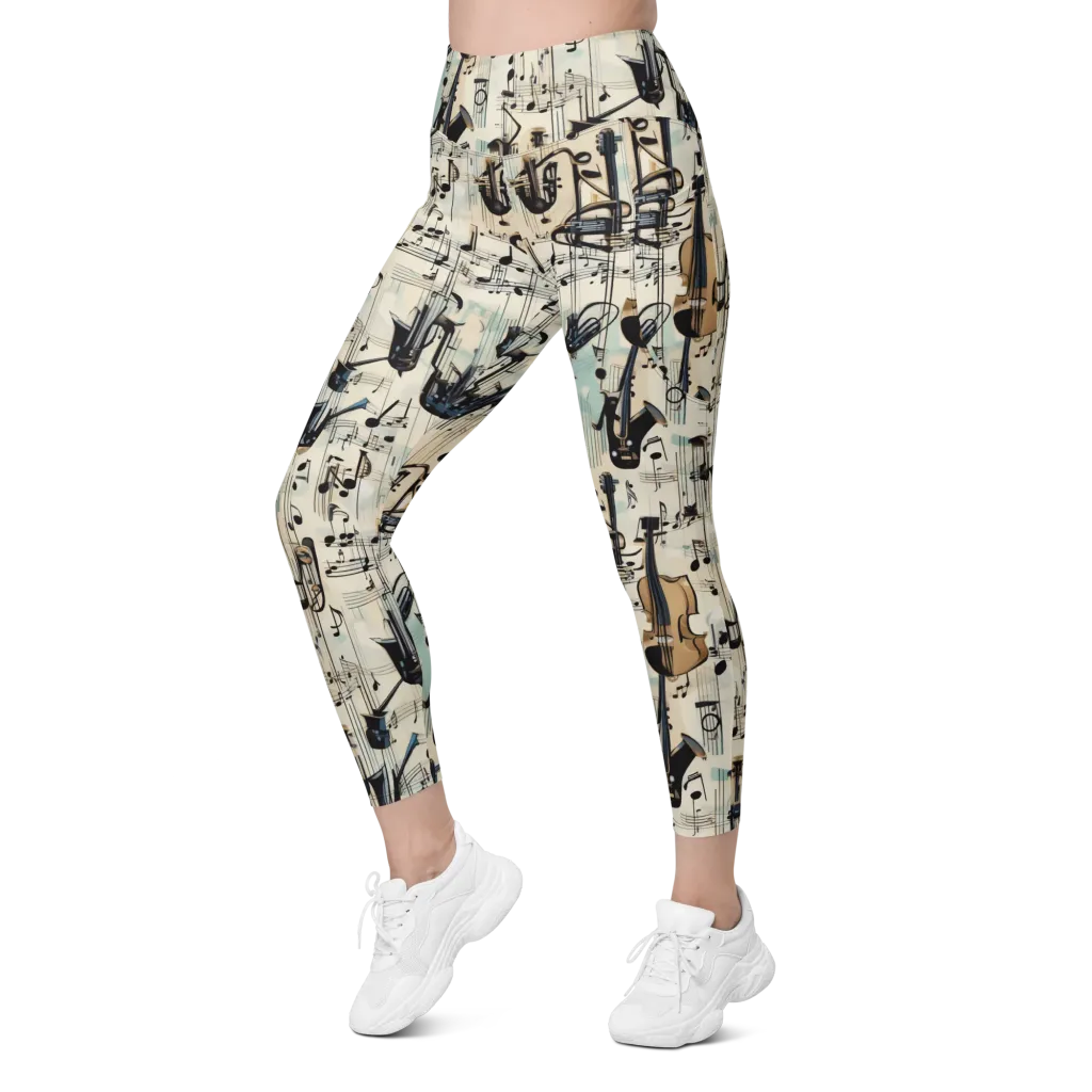Midnight Symphony on Leggings with Pockets — Left Front