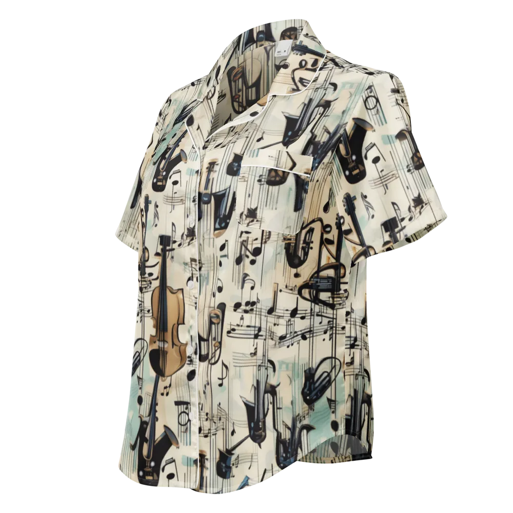 Midnight Symphony on Women's Short Sleeve Pajama Top — Left Front