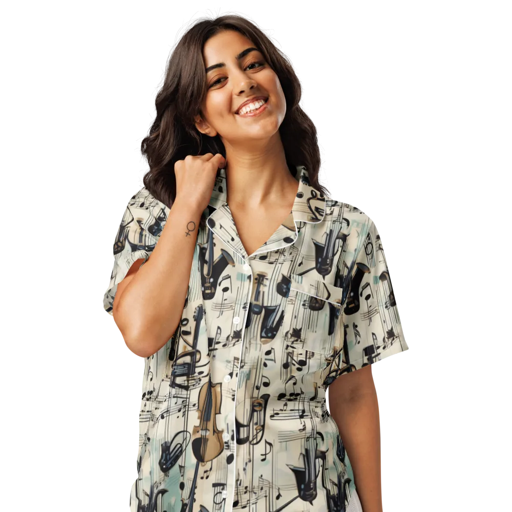Midnight Symphony on Women's Short Sleeve Pajama Top — Front