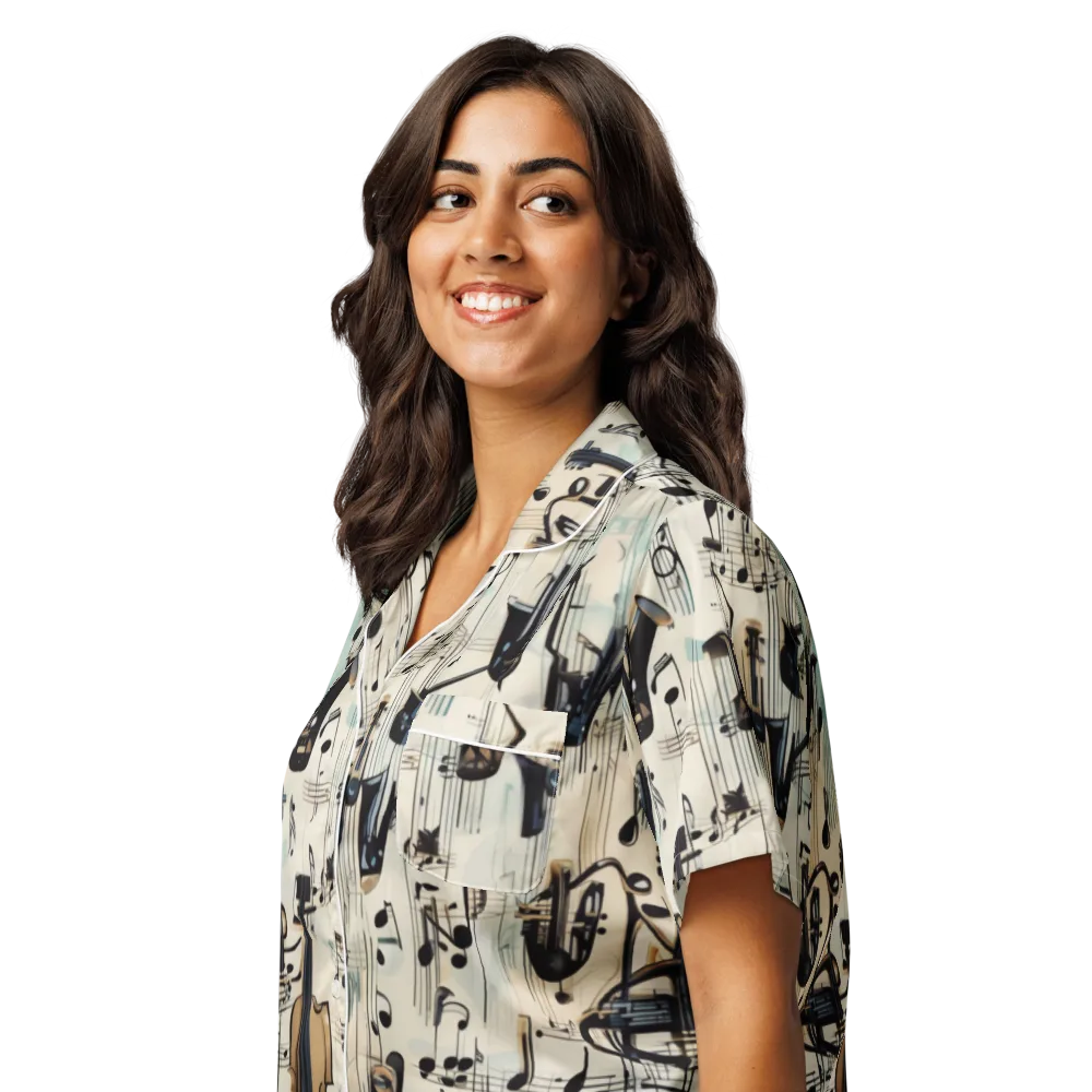 Midnight Symphony on Women's Short Sleeve Pajama Top — Left Front