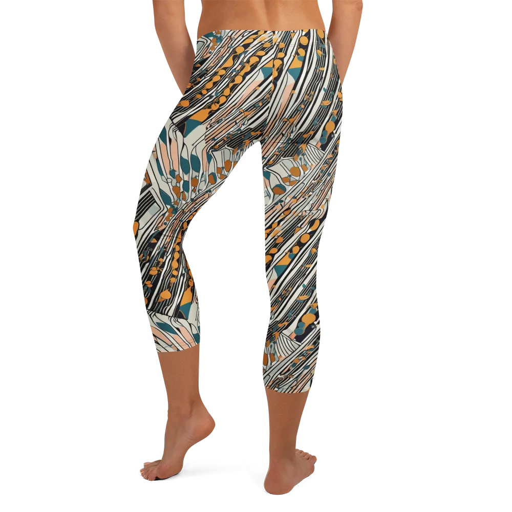 Art Deco Current on Capri Leggings — Back