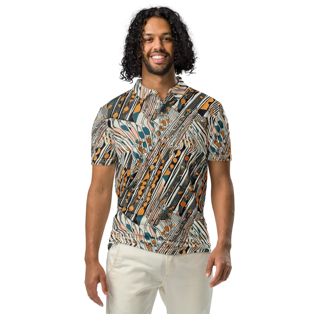 Art Deco Current on Men's Slim Fit Polo Shirt — Front