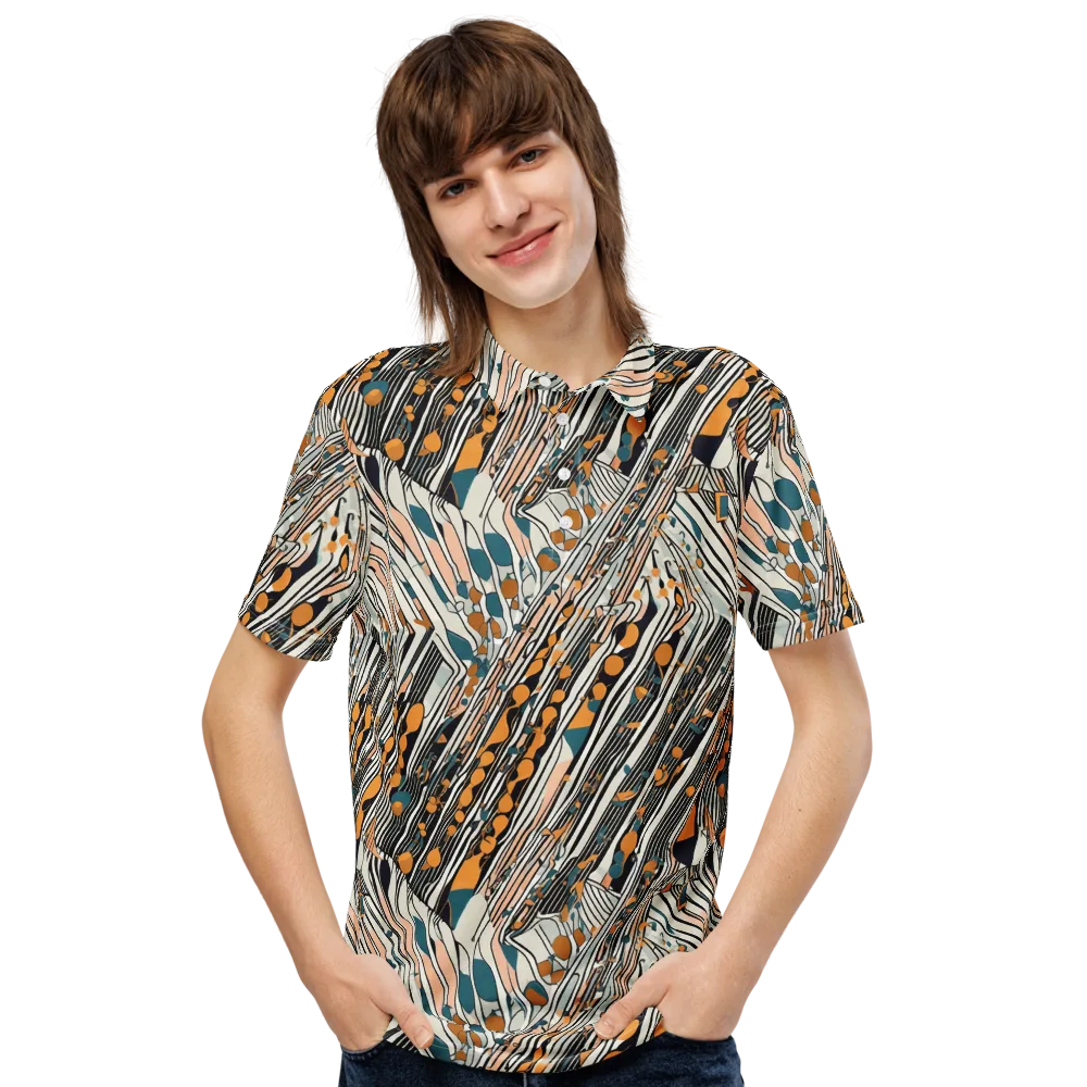 Art Deco Current on Men's Slim Fit Polo Shirt — Front