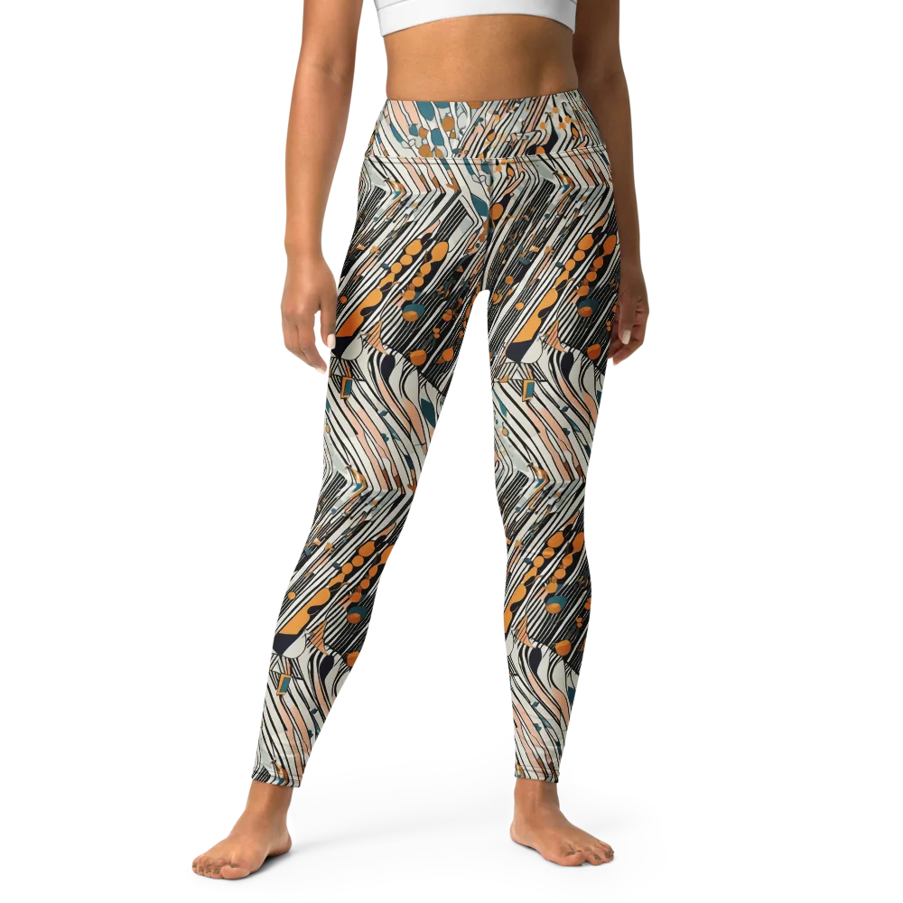 Art Deco Current on Yoga Leggings — Front
