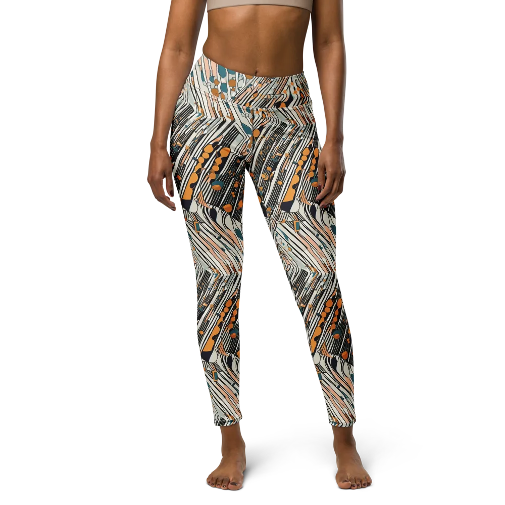 Art Deco Current on Yoga Leggings — Front
