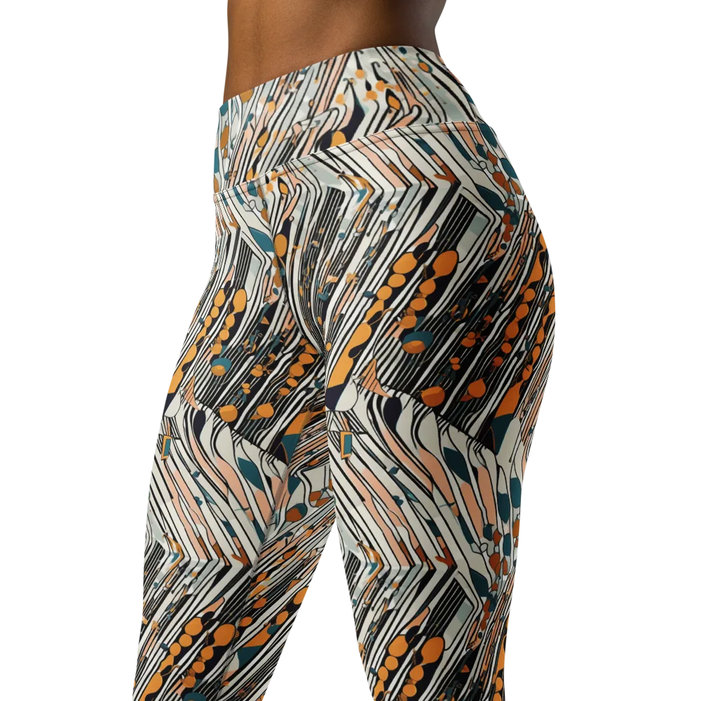 Art Deco Current on Yoga Leggings — Left Front