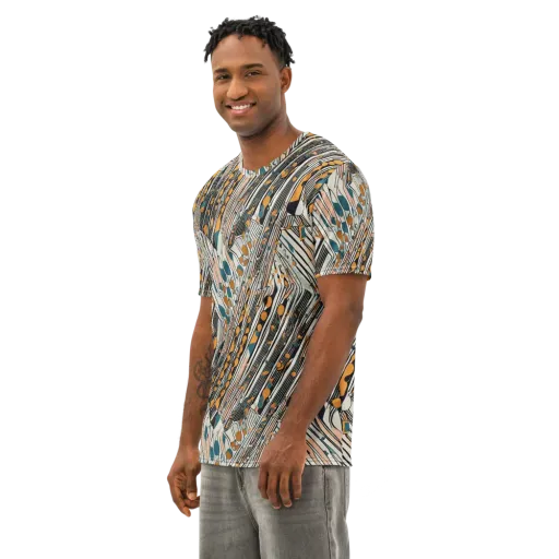 Art Deco Current on a Men's Cotton Crew Neck T-Shirt