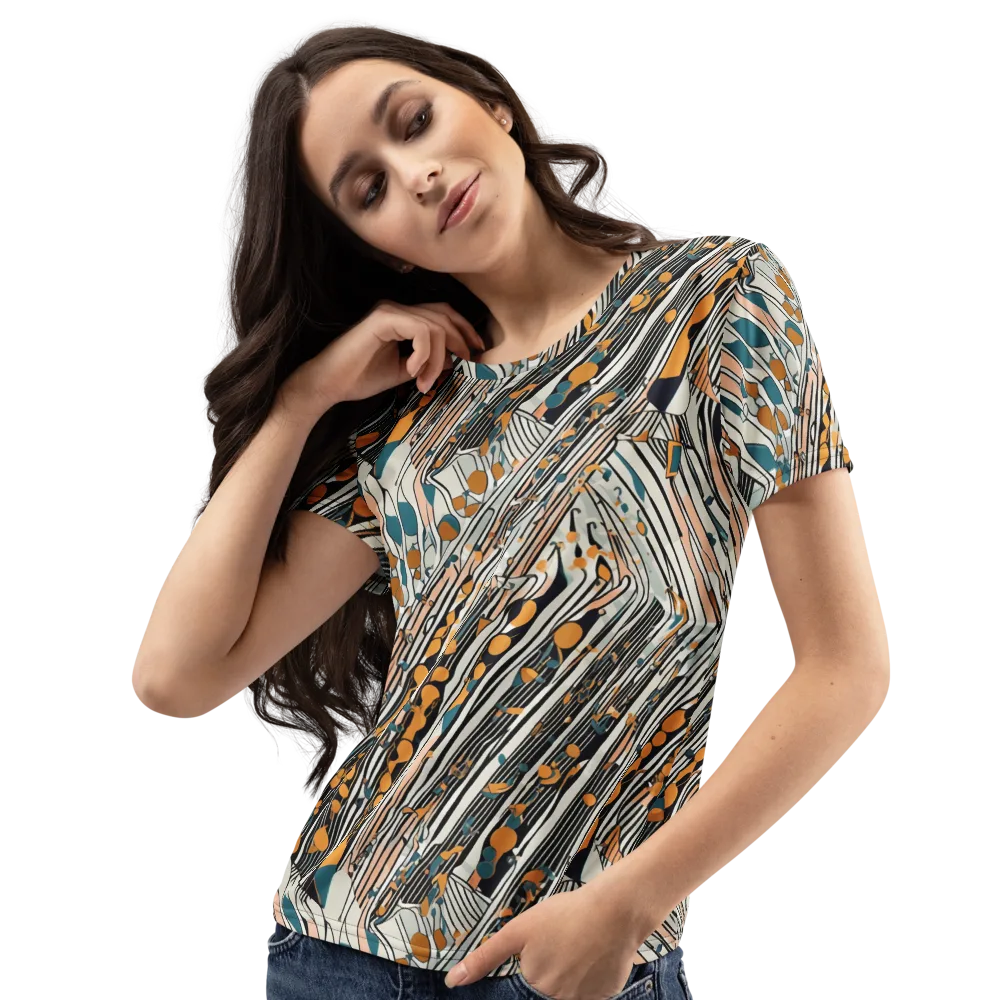 Art Deco Current on Women's Crew Neck T-Shirt — Left Front