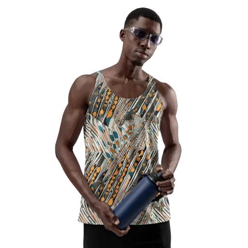 Art Deco Current on a Men's Tank Top