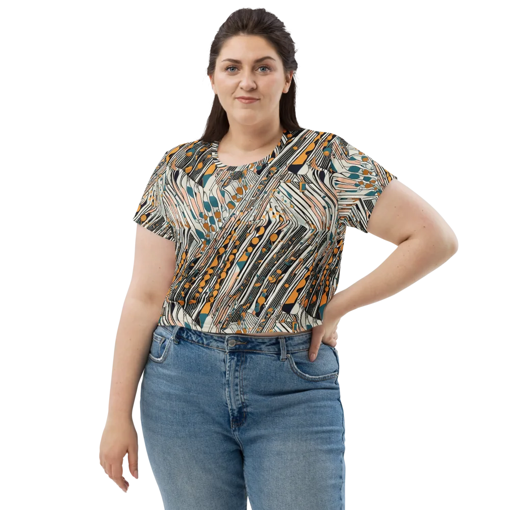 Art Deco Current on Crop Tee — Front