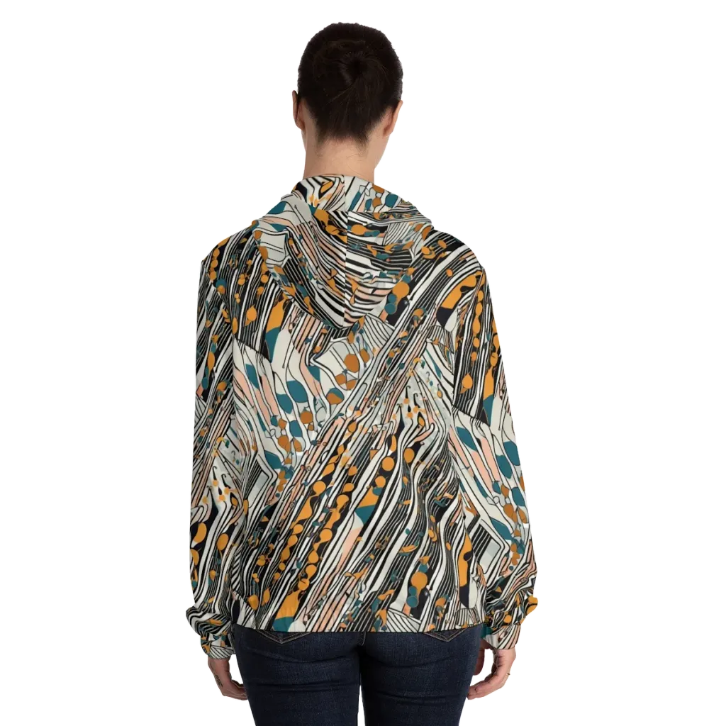 Art Deco Current on Women's Full-Zip Hoodie — Back On Person