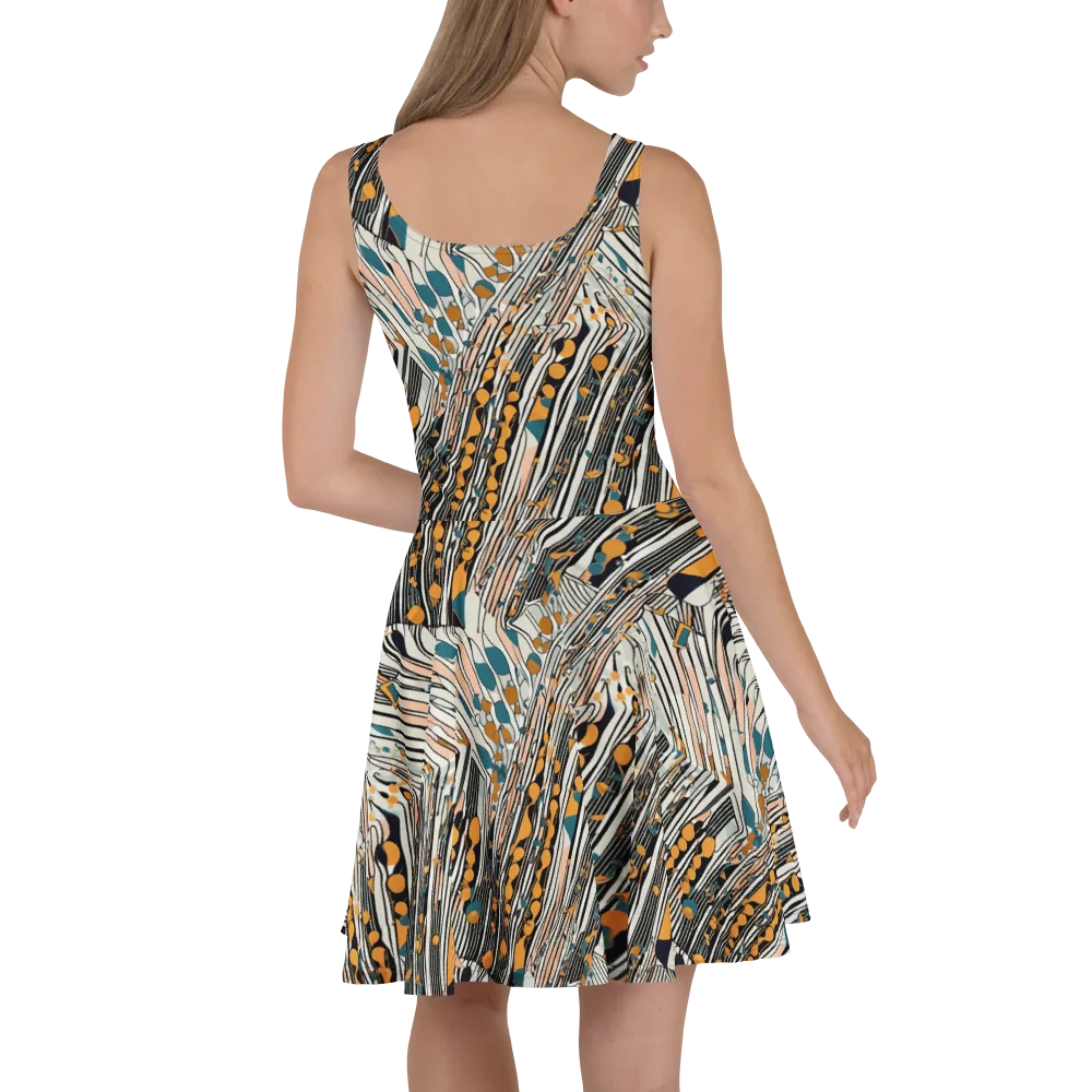 Art Deco Current on Skater Dress — Back