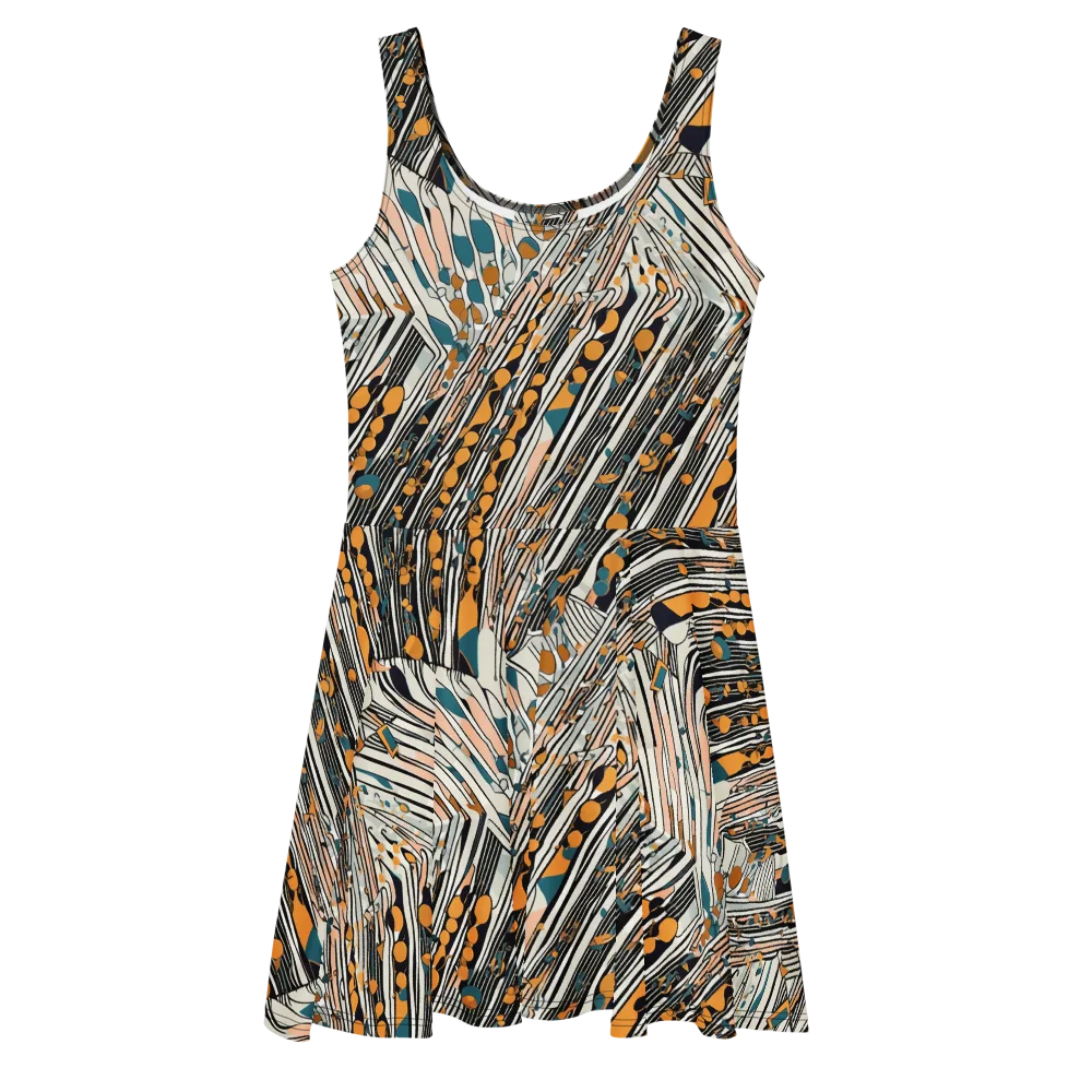 Art Deco Current on Skater Dress — Front