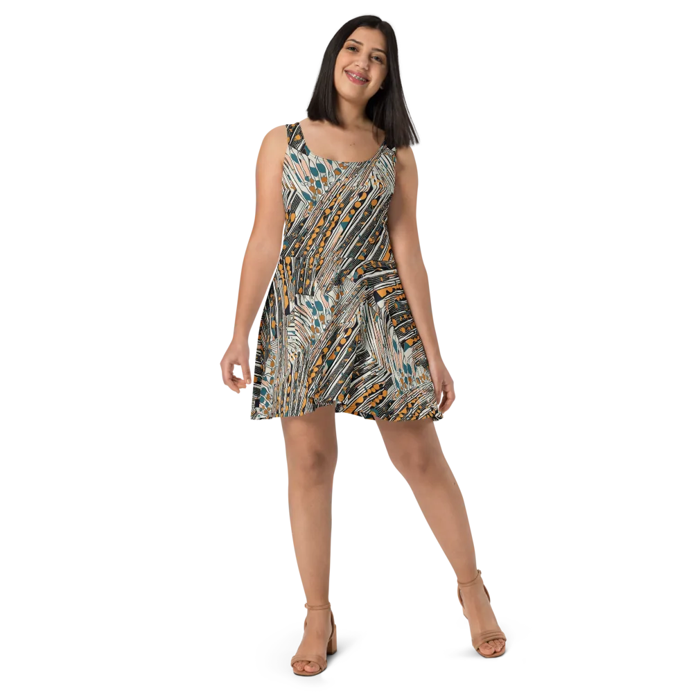 Art Deco Current on Skater Dress — Front