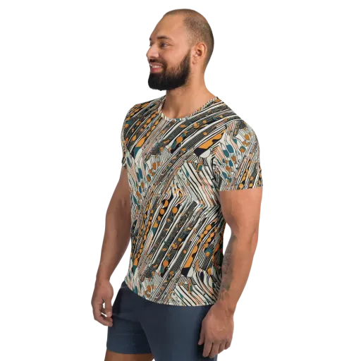 Art Deco Current on a Men's Athletic T-Shirt