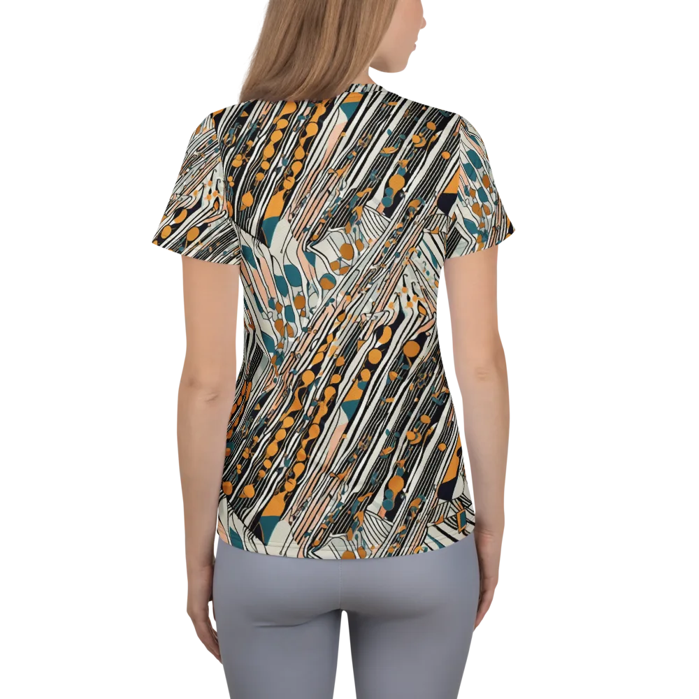Art Deco Current on Women's Athletic T-Shirt — Back