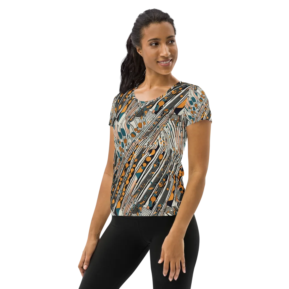 Art Deco Current on Women's Athletic T-Shirt — Left