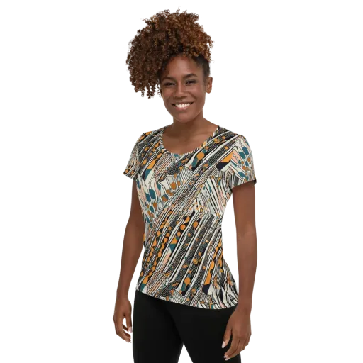Art Deco Current on a Women's Athletic T-Shirt