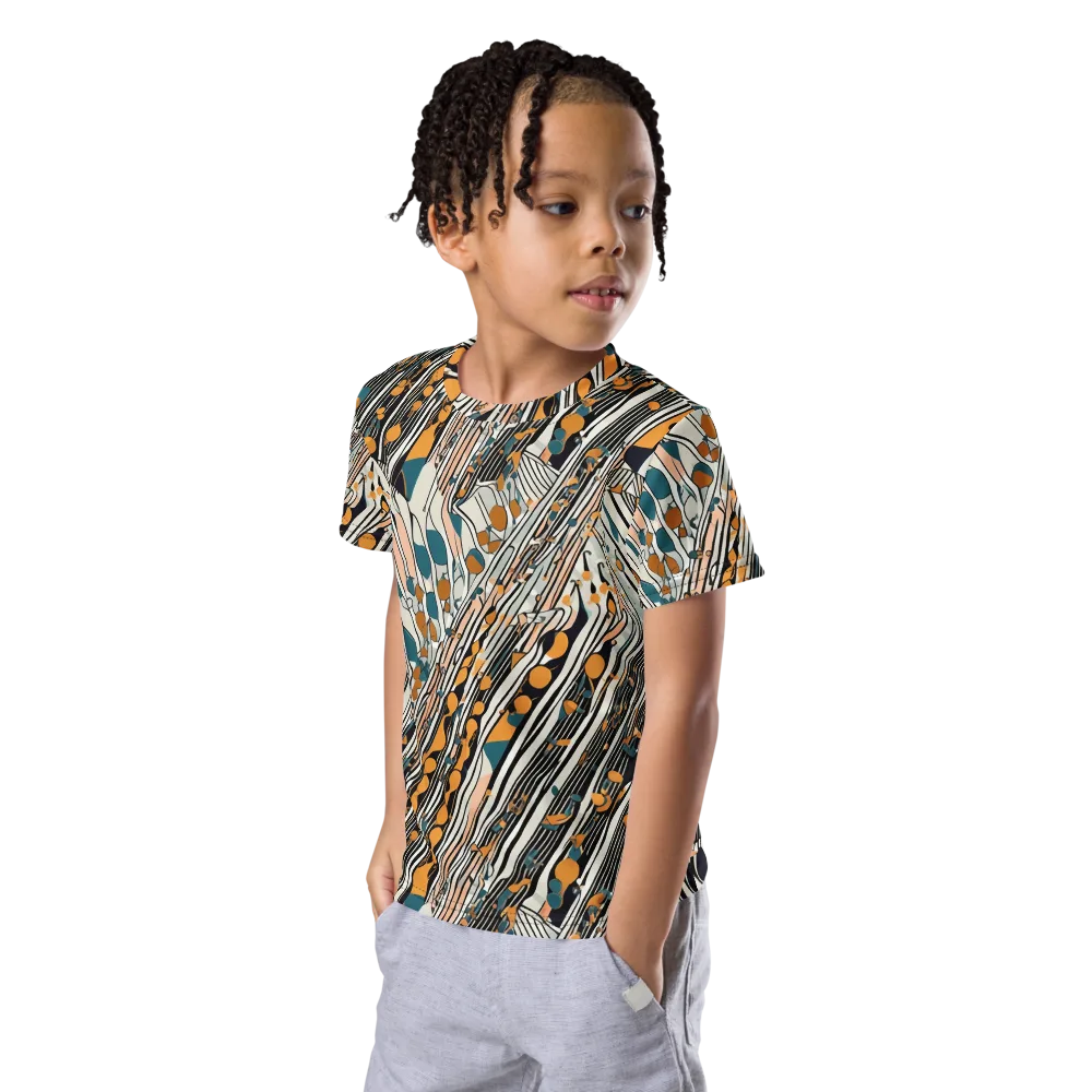 Art Deco Current on Kids Crew Neck T-Shirt — Left Front
