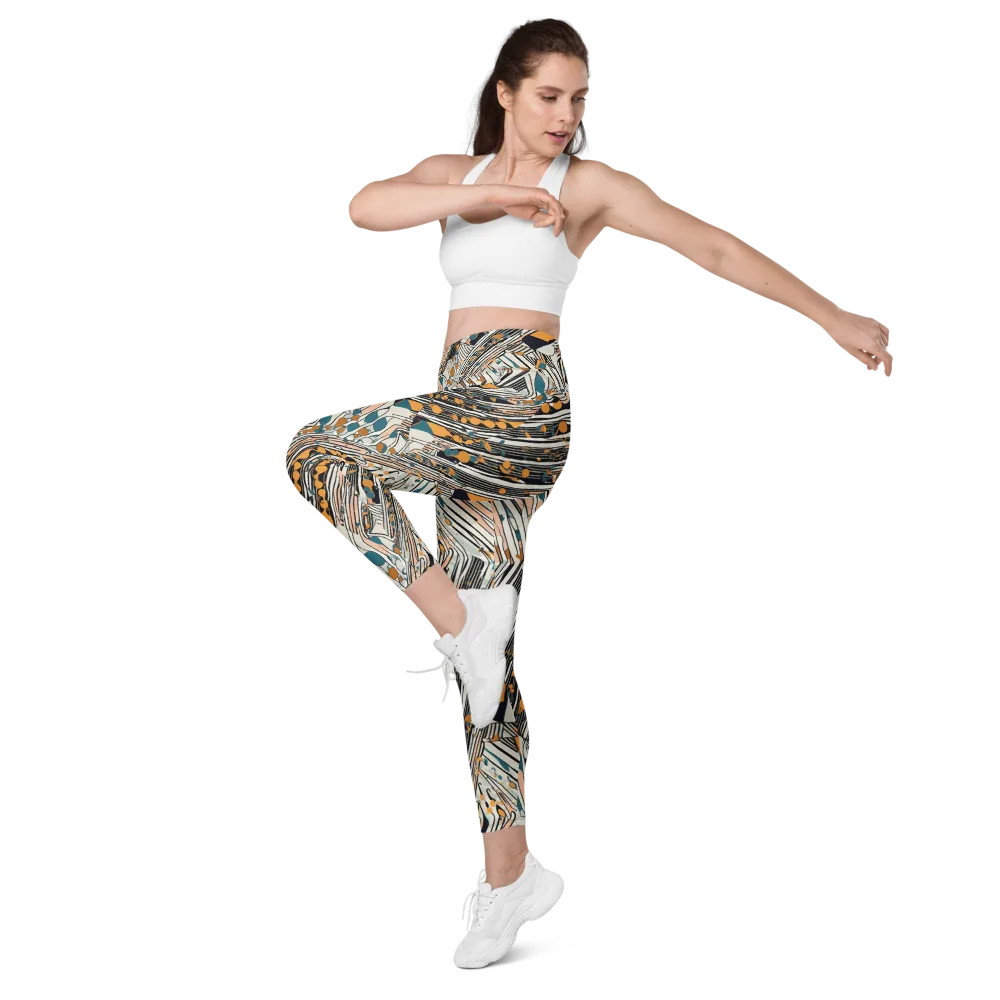 Art Deco Current on Leggings with Pockets — Left Front