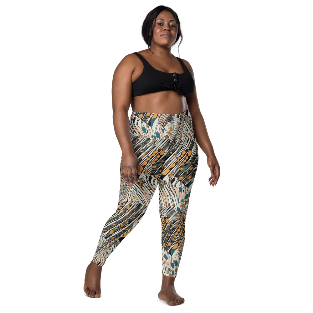 Art Deco Current on Leggings with Pockets — Front